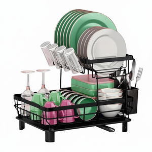 Scolapiatti da Cucina a 2 Ripiani Moukabal, Grande Capacità, Portautensili Rimovibile, Scolapiatti per Lavello, Modello Cinese - Product Image 2