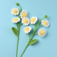 Nouveauté, délicate branche de marguerite en crochet multicolore avec feuille, fleur tricotée en laine en gros, décoration, ornement pour cadeaux