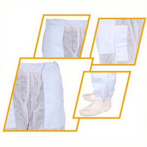 Custom White Beekeeping Mesh Pants Protective Bee Suit <b>Trousers</b> with Zipper Leg Openings Breathable Cotton Workwear - Product Image 4