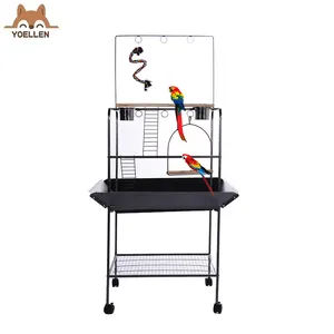 YOELLEN üreticileri ihracat kuş raf masa papağan interaktif masa kuş standı kuş oyun masası papağan standı açık kafes - Product Image 1