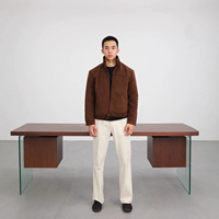 Nouvelle Collection Automne/Hiver 2025 – Blouson Court Zippé pour Homme, Col Montant Vintage, Coupe Slim Robuste en Fibre de Viscose avec Revers