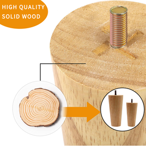 <span class=keywords><strong>Pieds</strong></span> de canapé de remplacement modernes en bois massif ronds pour meubles de cuisine - Installation facile - Product Image 2