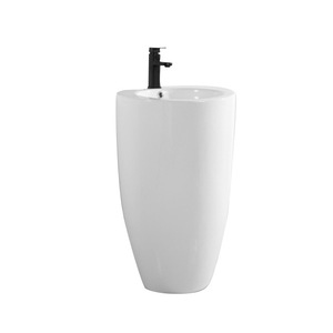 Lavabo sur pied en céramique blanche CR MGL-203 500x500x860mm, lavabo monobloc - Product Image 1