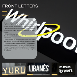 Letras <span class=keywords><strong>de</strong></span> Canal LED Iluminadas Frontalmente y Letras Dimensionales Personalizadas <span class=keywords><strong>de</strong></span> Acero Inoxidable Acrílico, Letras <span class=keywords><strong>de</strong></span> Señalización 3D - Product Image 2