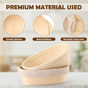 Kit Artesanal para Hacer Pan de Levadura, Cestas y Forros de Ratán Hechos a Mano, Cesta de Fermentación para Panadería Casera - Product Image 3