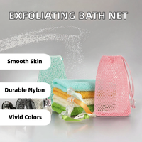 Sac de Savon en Filet de Nylon Africain Personnalisé en Gros, Éponge de Bain Exfoliante du Ghana avec Cordon en Ruban