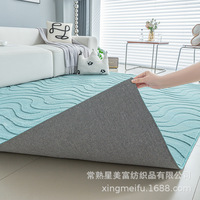 Nouveau Tapis Rectangulaire Double Jacquard en Peluche 2026, Tissé à la Machine, Motif Uni, Épais et Antidérapant pour Salon et Chambre à Coucher, Chine