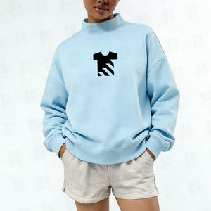 Sweat-shirts surdimensionnés pour femmes très demandés, broderie personnalisée de haute qualité, sweat-shirt en molleton doux 330GSM à col montant - Product Image 5