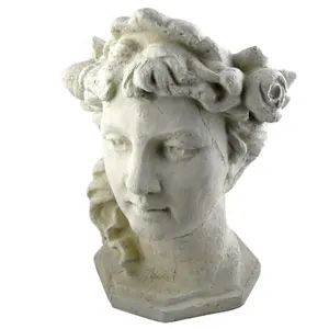 Garden Goddess Outdoor Head Planter, 17-Inch Fine Cast Concrete,