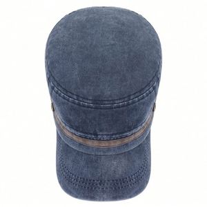 2025 New Arrival Faded Cotton <b>Flat</b> Top Camp <b>Cap</b> Breathable Outdoor Sun Hat Two Tone Sports <b>Cap</b> for <b>Men</b> - Product Image 5