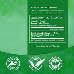 Extrait de Moringa, poudre de Moringa d'origine unique, soutien énergétique, métabolique et immunitaire à base de plantes pour hommes et femmes, capsules de Moringa - Product Image 2