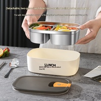 Boîte alimentaire isotherme en acier inoxydable 304, compatible micro-ondes, double compartiment, hermétique, style luxe léger