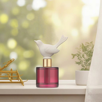 Parfum d'oiseau en céramique personnalisé 100ml bouteille cylindrique rouge diffuseur en céramique