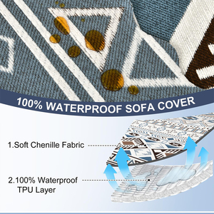 Housse de canapé sectionnel en chenille épaisse, design minimaliste, extensible, imperméable, couverture intégrale à 360 degrés, anti-<span class=keywords><strong>d</strong></span>éversement - Product Image 2