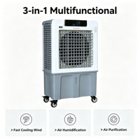 Enfriador de Aire Evaporativo Móvil de 2000 CFM con Ruedas, Bajo Nivel de Ruido, Ahorro de Energía, Enfriamiento Comercial para Hoteles, Bares y Servicios de Catering