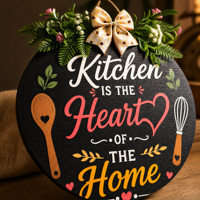 Cuisine Le Coeur Avec La Maison Panneaux Muraux Décor De Ferme Panneau En Bois Rustique Suspendu Art Drôle Guirlande Signe Restaurant Magasin