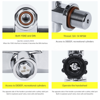 DIDEEP 3/4 Valve de tête de bouteille de plongée haute pression en laiton chromé écologique avec interface Yoke + DIN, Équipement de plongée