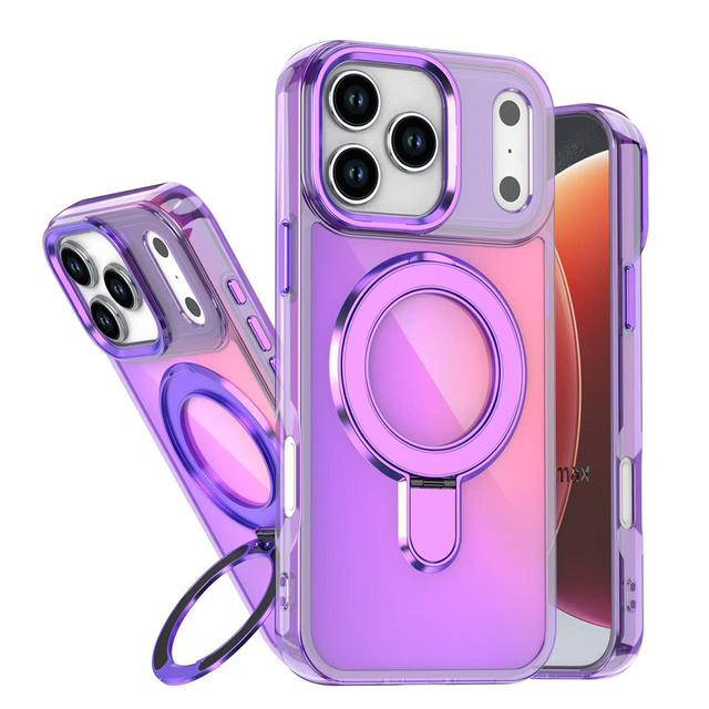 Luxury Magnetic Kickstand Shining Electroplated TPU PC Shockproof Phone Case for iPhone 17 Pro Max 16 15 14 13 12