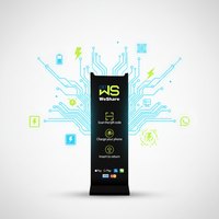 Kiosque de recharge partagée multi-paiements avec sorties USB/Type-C – Support commercial WeShare pour chargeur de téléphone et présentoir