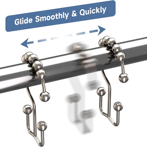 Bộ 12 phòng tắm vòi hoa sen que rèm cửa chống gỉ thép không gỉ hai mặt kim loại que vòi hoa sen rèm móc Nhẫn - Product Image 3