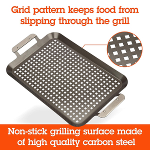 Perforated Design And Metal Handles Round Rectangular Carbon Steel Non-stick Grill <b>Pan</b> Set - Product Image 4