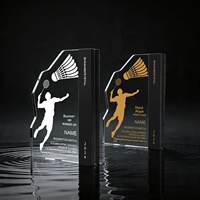 Trophée de badminton en cristal original, nouveau, haut de gamme, élégant, créatif, médaille pour événements sportifs, vente directe d'usine en Chine, impression de logo