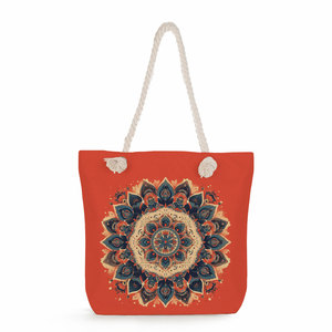 Moda nuevo bolso de <span class=keywords><strong>hombro</strong></span> con estampado de <span class=keywords><strong>Mandala</strong></span> patrón irregular asa de cuerda gruesa bolso de playa de poliéster de gran capacidad - Product Image 4