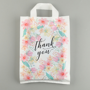 Sacs shopping noirs personnalisés de haute qualité avec logo, fabriqués par l'usine Guangzhou Lefeng, sacs en plastique pour le shopping avec inscription « Merci » - Product Image 3