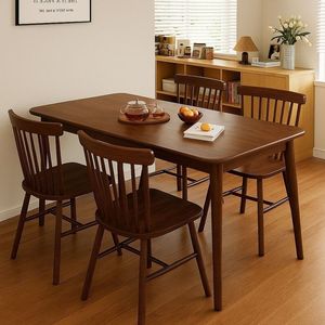 Ensemble <span class=keywords><strong>de</strong></span> table à manger en bois massif extensible avec 4 chaises, design moderne et simple, en bois d'hévéa, <span class=keywords><strong>prix</strong></span> <span class=keywords><strong>de</strong></span> gros - Product Image 2
