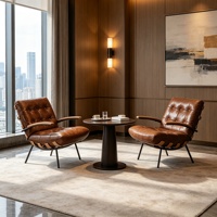 Fauteuil de détente moderne italien minimaliste personnalisable en PU avec coque en bois, base en métal, fonction inclinable, pour salon et coin détente