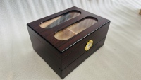 Boîte à cigares en bois de cèdre espagnol avec hygromètre, dessus en verre, pour bureau, cadeau de luxe pour homme, fabrication artisanale de qualité supérieure