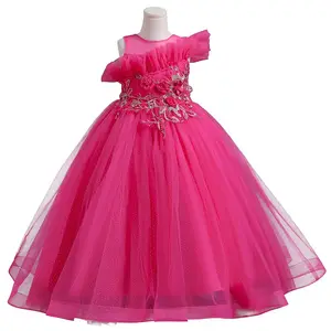 Yaş 5-12 yeni güneş çocuk prenses 6 yaşındaki çocuklar için uzun elbise yaz düğün parti yarışmasında elbiseler kızlar