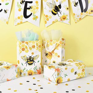Sacs cadeaux pour enfants filles abeille miel fournitures de fête d'<span class=keywords><strong>anniversaire</strong></span> bonbons friandises <span class=keywords><strong>Goodies</strong></span> faveurs sacs avec poignée - Product Image 6