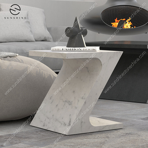 Table d'appoint moderne en marbre en forme de Z pour salon et espaces extérieurs - Product Image 4
