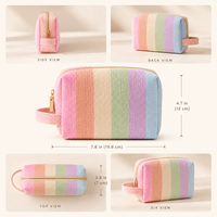 Trousse de Maquillage de Luxe en Toile Tendance, Sac Cosmétique Ouvert, Kit de Maquillage Deluxe Couleur Unie, Logo Personnalisé, Nettoyant Visage Beauté