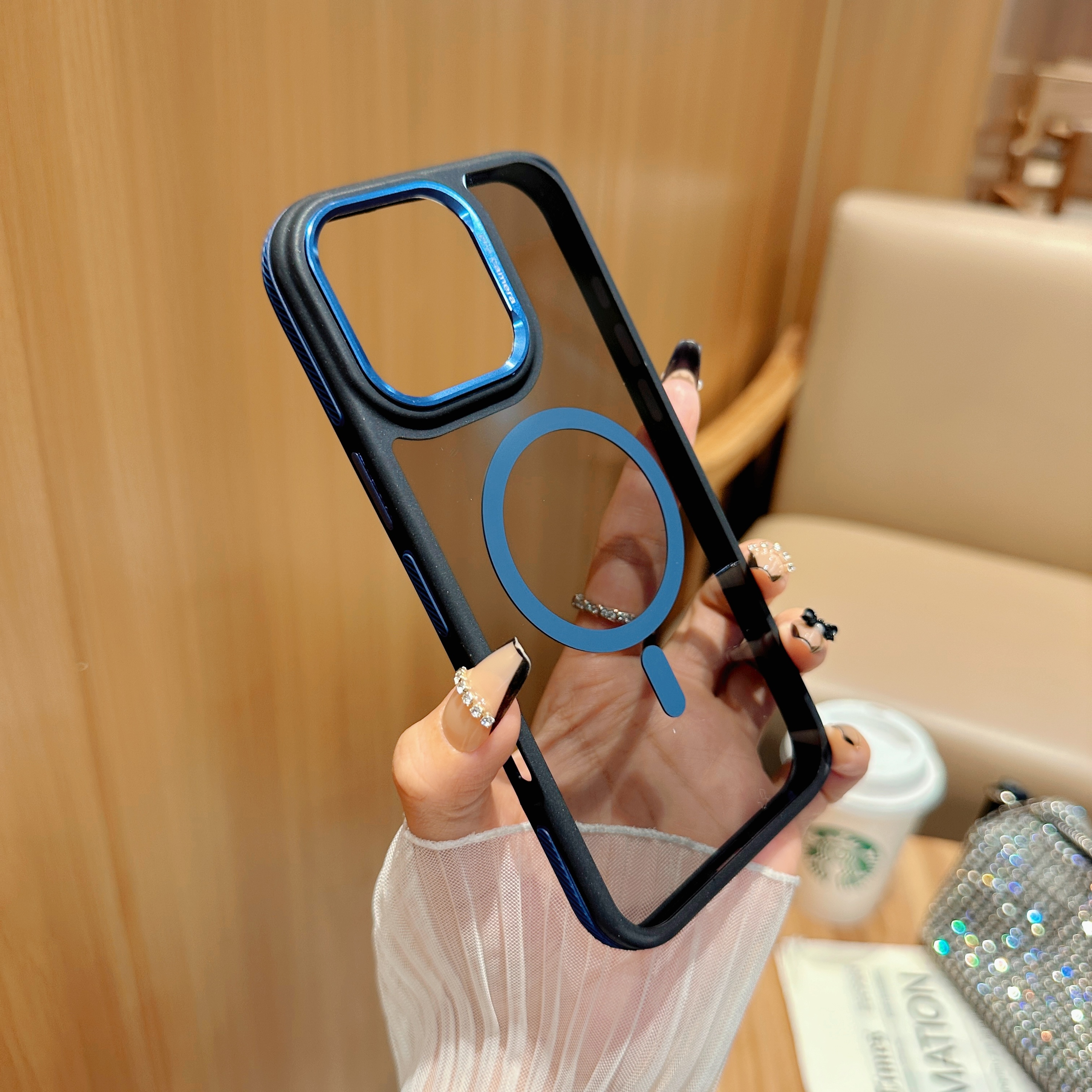 Anti slip Shockproof Magnetic Wireless Charge Translucent Mobile Cover Cell Phone case Accessories for iphone samsung · image 3