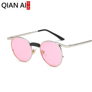 Lunettes de soleil ovales en métal pour femmes Qianai, UV400, légères, verres roses, à la mode, décoratives, type 3 - Product Image 4
