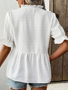 Camicette da <span class=keywords><strong>donna</strong></span> di moda estate camicie eleganti Casual in pizzo con scollo a V scava a <span class=keywords><strong>maniche</strong></span> <span class=keywords><strong>corte</strong></span> top <span class=keywords><strong>donna</strong></span> - Product Image 5