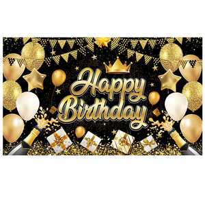 <span class=keywords><strong>Bannière</strong></span> de fond en papier écologique <span class=keywords><strong>Joyeux</strong></span> <span class=keywords><strong>Anniversaire</strong></span> et toile de fond noire et or pour décorations de fête d'<span class=keywords><strong>anniversaire</strong></span> et de carnaval - Product Image 6