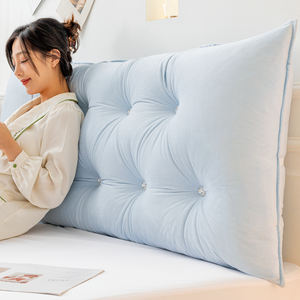 Couleur unie 2024 nouveau double boutonnage longue tête <span class=keywords><strong>de</strong></span> <span class=keywords><strong>lit</strong></span> coussin sac souple taille soutien grand dos anti-collision bébé bleu taie d'oreiller - Product Image 5