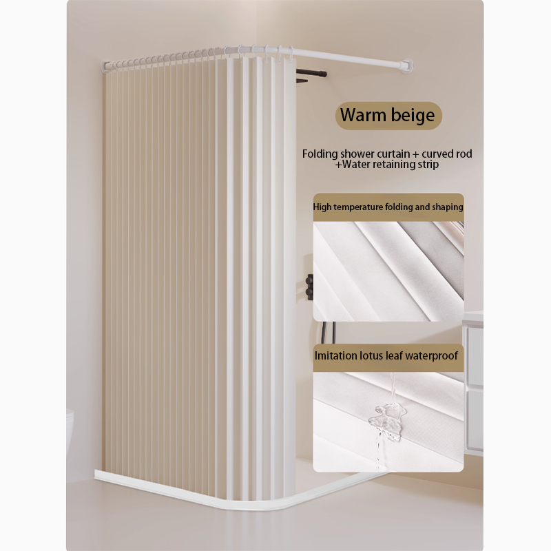 Blanc-rideau de douche + tringle à rideau + bande de retenue d'eau