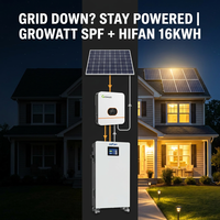 Système de stockage d'énergie solaire BESS MPPT LiFePO4 16 kWh HiFan avec onduleur réseau Growatt SPF 12 kW 240 VAC Kit complet pour la maison