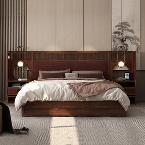 Nuovo Set <span class=keywords><strong>Letto</strong></span> in Legno Massello Stile Cinese con <span class=keywords><strong>Testiera</strong></span> <span class=keywords><strong>Libreria</strong></span> Contenitore, <span class=keywords><strong>Letto</strong></span> <span class=keywords><strong>Matrimoniale</strong></span>/King Size di Lusso per Hotel - Product Image 3