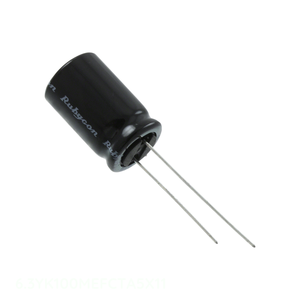 Condensador de Canal de Fabricante, Aluminio, 100uF, 20%, 6.3V, Radial, de Orificio Pasante, 6.3YK100MEFCTA5X11, 100 uF - Product Image 1