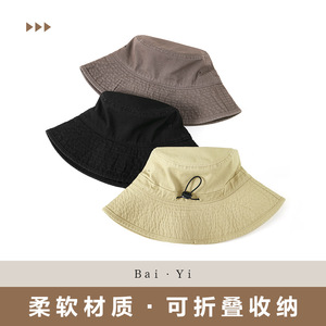 Fisherman's <b>Hat</b> Black Cotton Canvas Foldable Unisex Sun Protection <b>Summer</b> Outdoor - Product Image 3