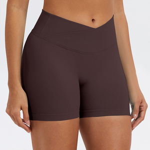 Super Offerta Leggings Push-Up Sportivi da <span class=keywords><strong>Donna</strong></span> in Nylon Tinta Unita Color Nudo <span class=keywords><strong>Pantaloncini</strong></span> Aderenti da Yoga Fitness Senza Cuciture a Vita Bassa con Taglio a V - Product Image 3