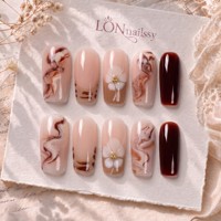 Uñas postizas francesas personalizadas de marca privada, 2.5 cuadradas, curvadas, hechas a mano, de acrílico PMMA, de cobertura completa, 10 unidades.