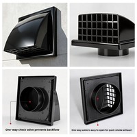 Grille de ventilation pour hotte de bateau-voiture, sortie d'air en plastique ABS, couvercle extérieur coupe-vent et anti-pluie pour ventilateur d'extraction de cuisine extérieure
