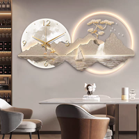 Peinture murale moderne en acrylique et porcelaine avec horloge murale silencieuse, art mural contemporain à LED, décoration pour hôtel et maison