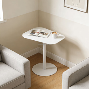 Eaho Minimalist Corner-Friendly Metal <strong>Table</strong> with <strong>Circular</strong> Base and Unique Top <strong>Coffee</strong> <strong>Table</strong> - Product Image 4